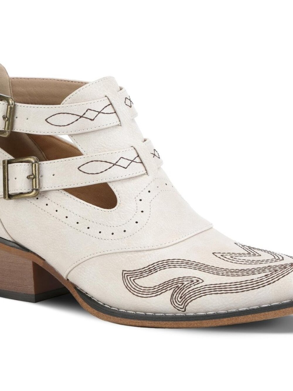 Ankle Cowboy Boots for Women Western Short Cowgirl Boots Chunky Heel